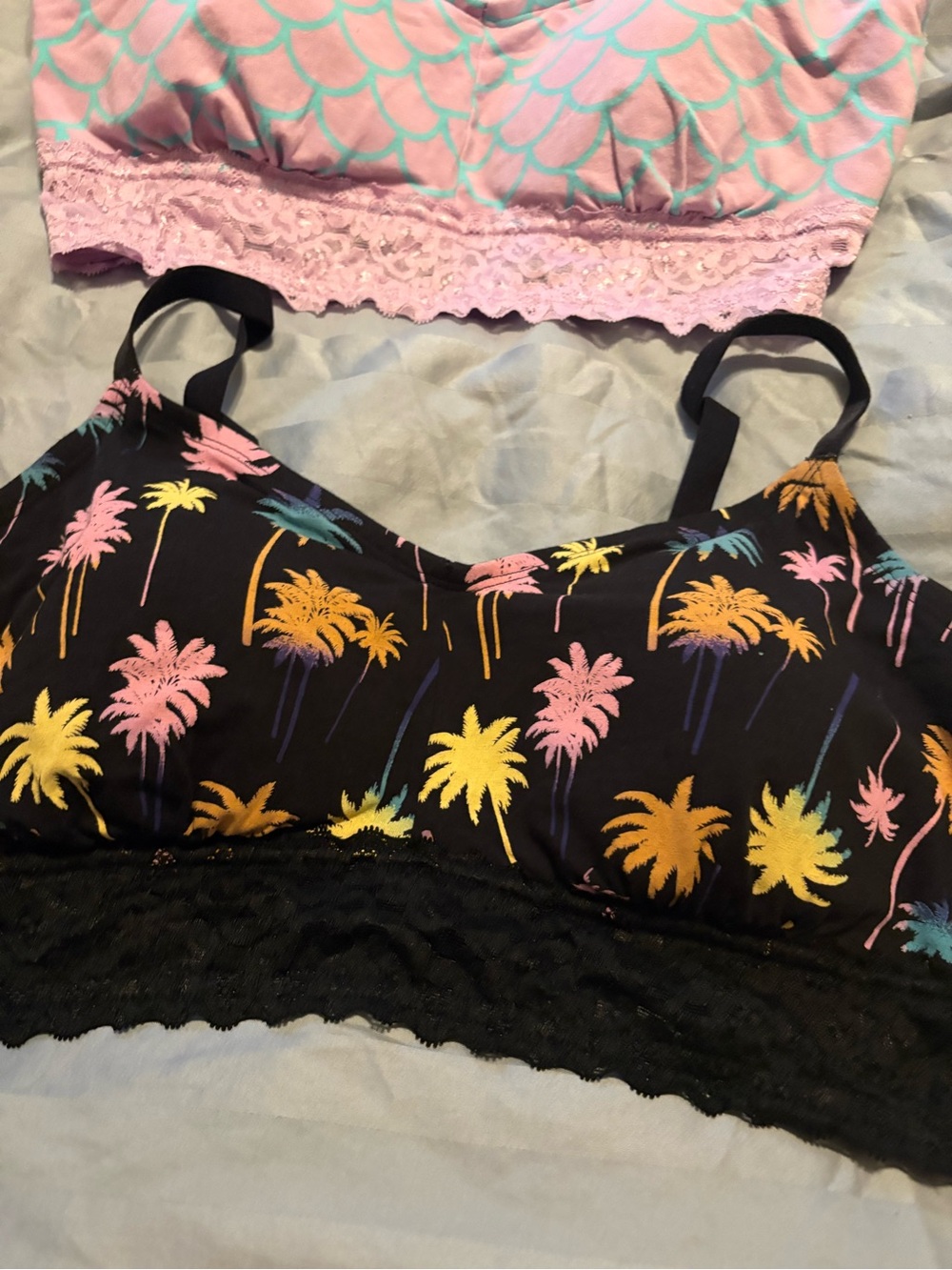 Torrid Curve size 1 bralette lounge bra set of 2 palm trees mermaid scales - Picture 5 of 6